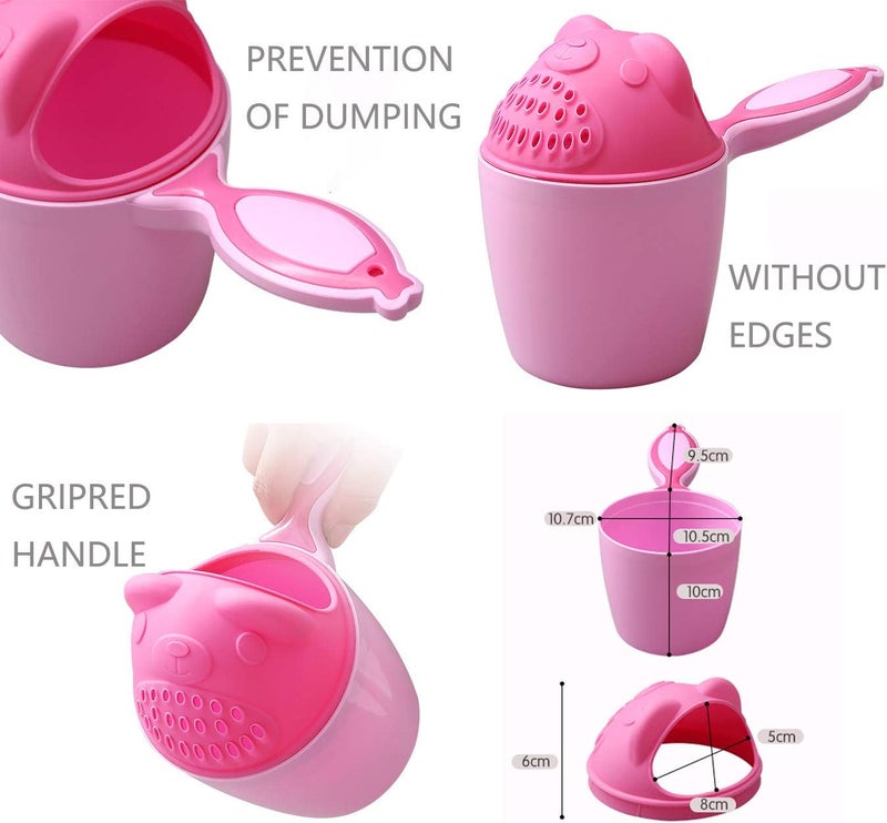 OLEWELL Rinse Shampoo Rinser Baby Rinse Cup Baby Bath Rinser Wash Hair Cup by Protecting Infant Eyes (Bear-Pink) - Image 4